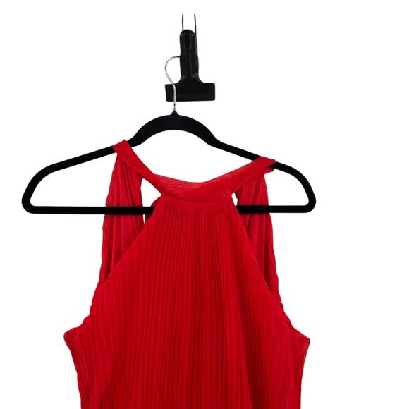 Meghan Los Angeles Wild Orchid Pleat Jumpsuit Halter Tomato Red Size‎ Small - Picture 4 of 15